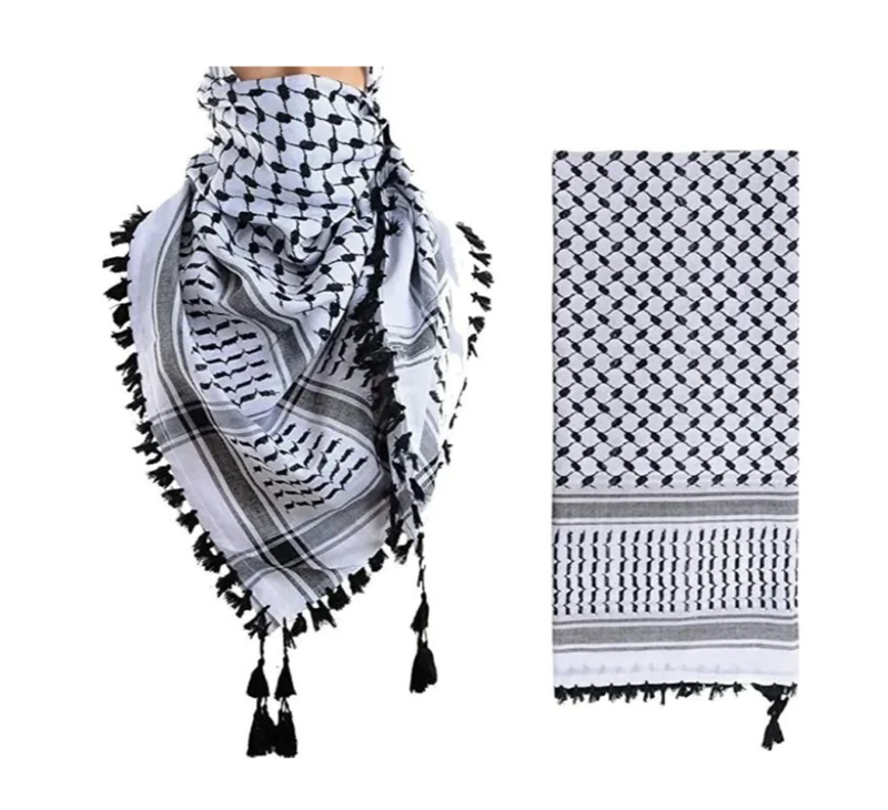 Palestinian Keffiyeh Black and White Arab Scarf