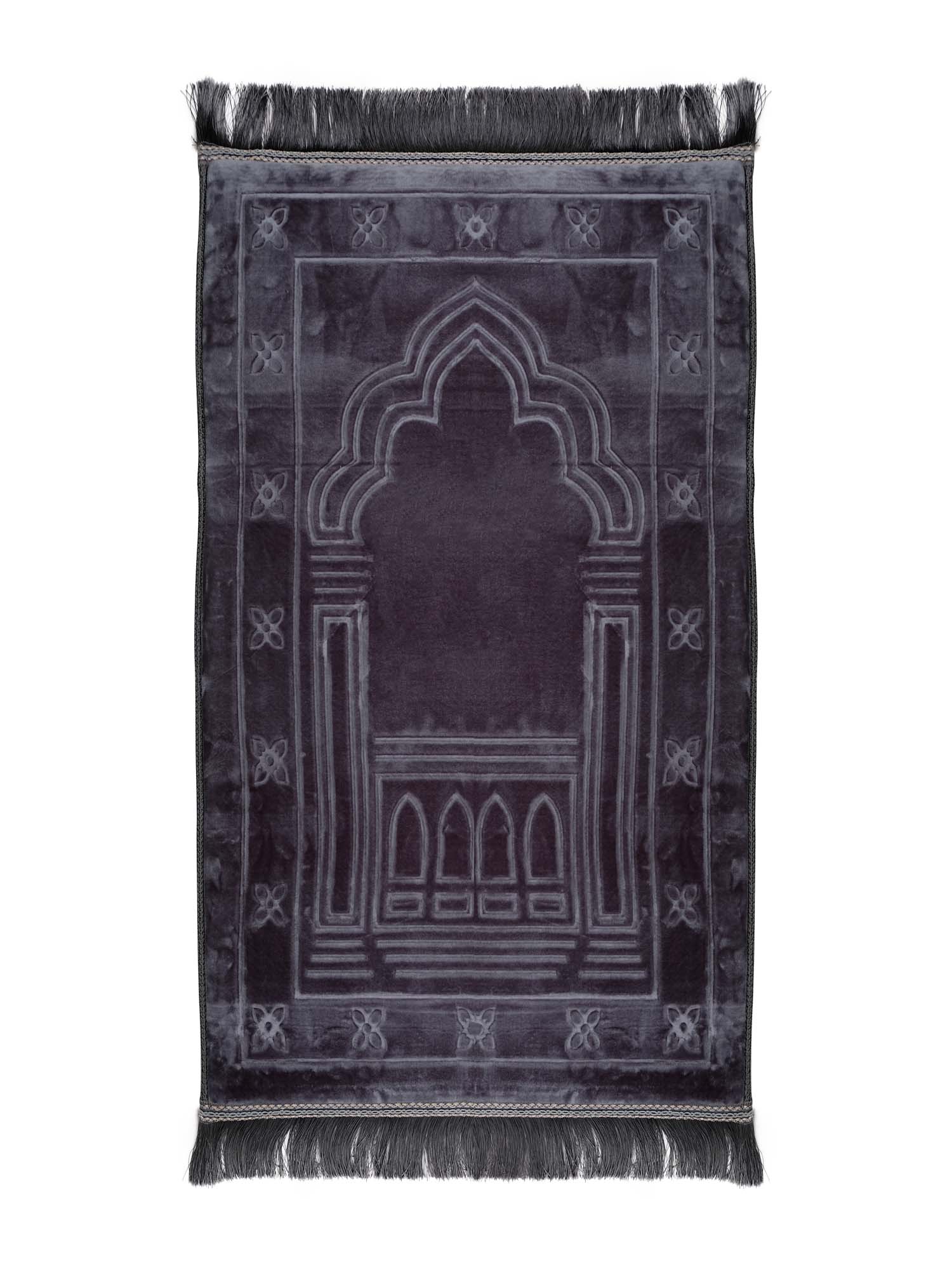 Grey Memory Foam Velvet Prayer Mat