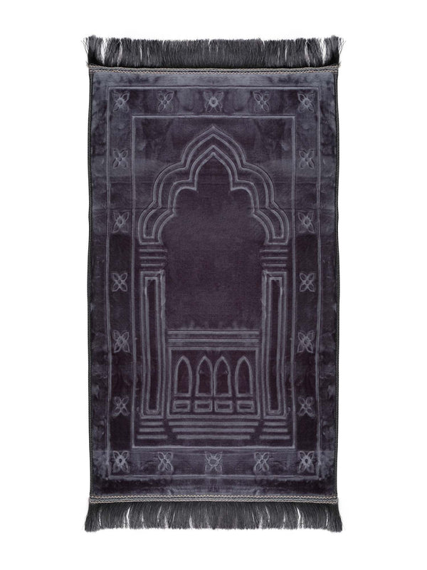 Grey Memory Foam Velvet Prayer Mat