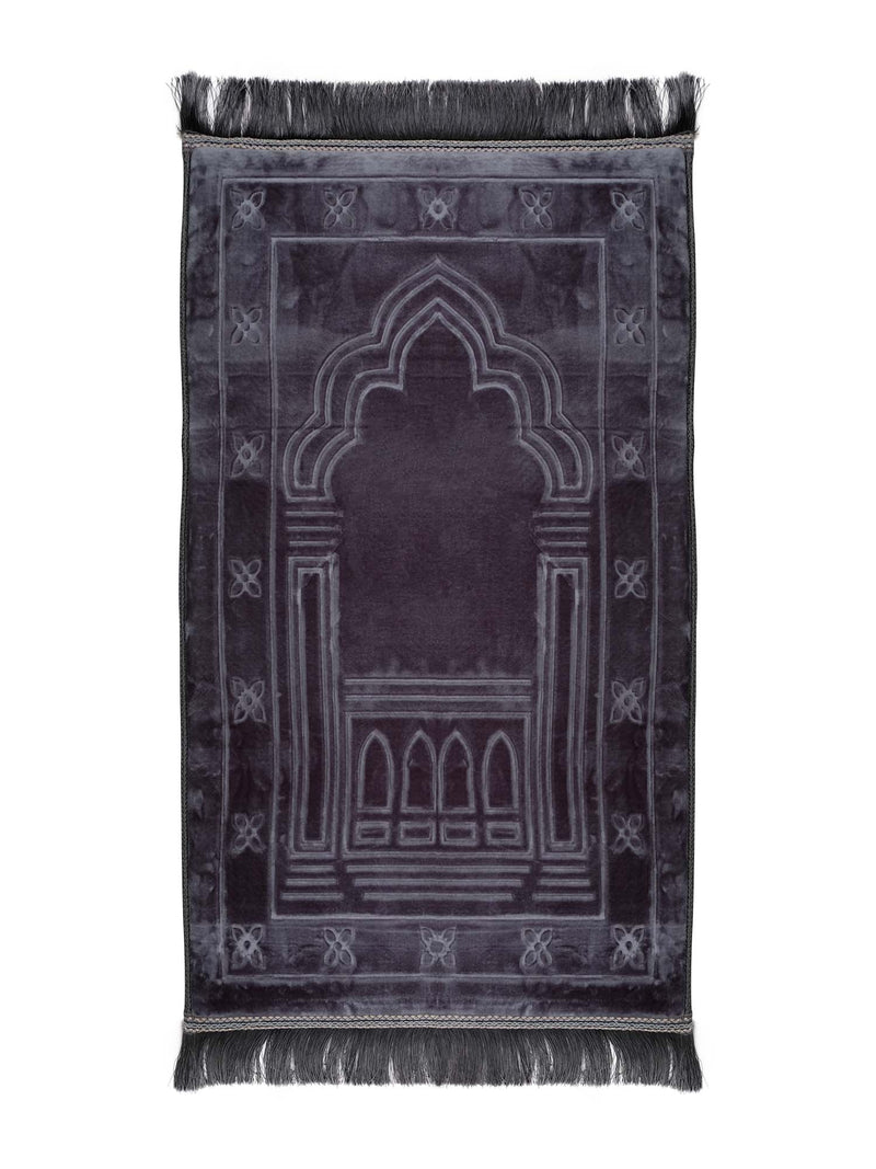 Grey Memory Foam Velvet Prayer Mat