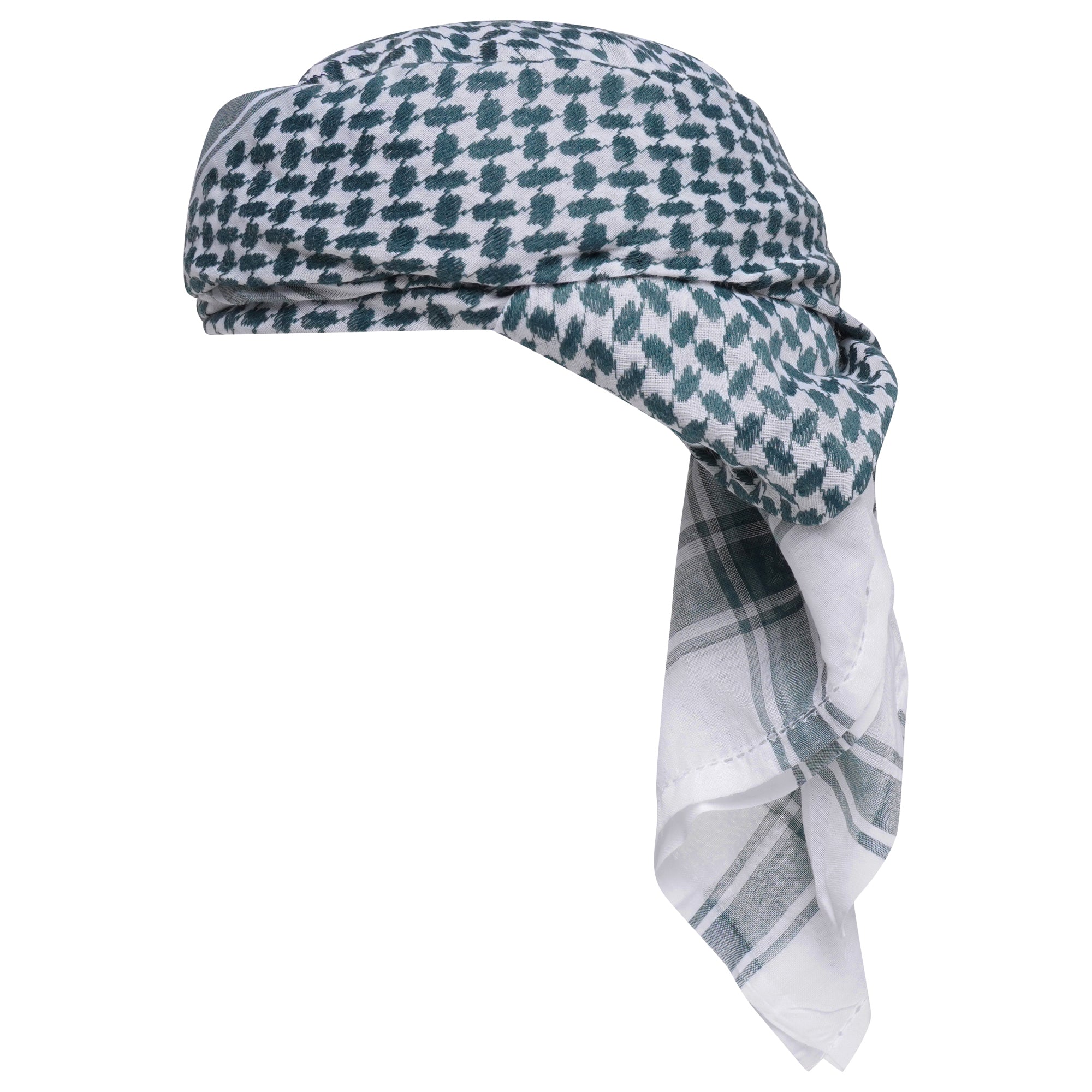 Mens Ready Made Palestinian Keffiyeh Green Arab Hat Shemagh