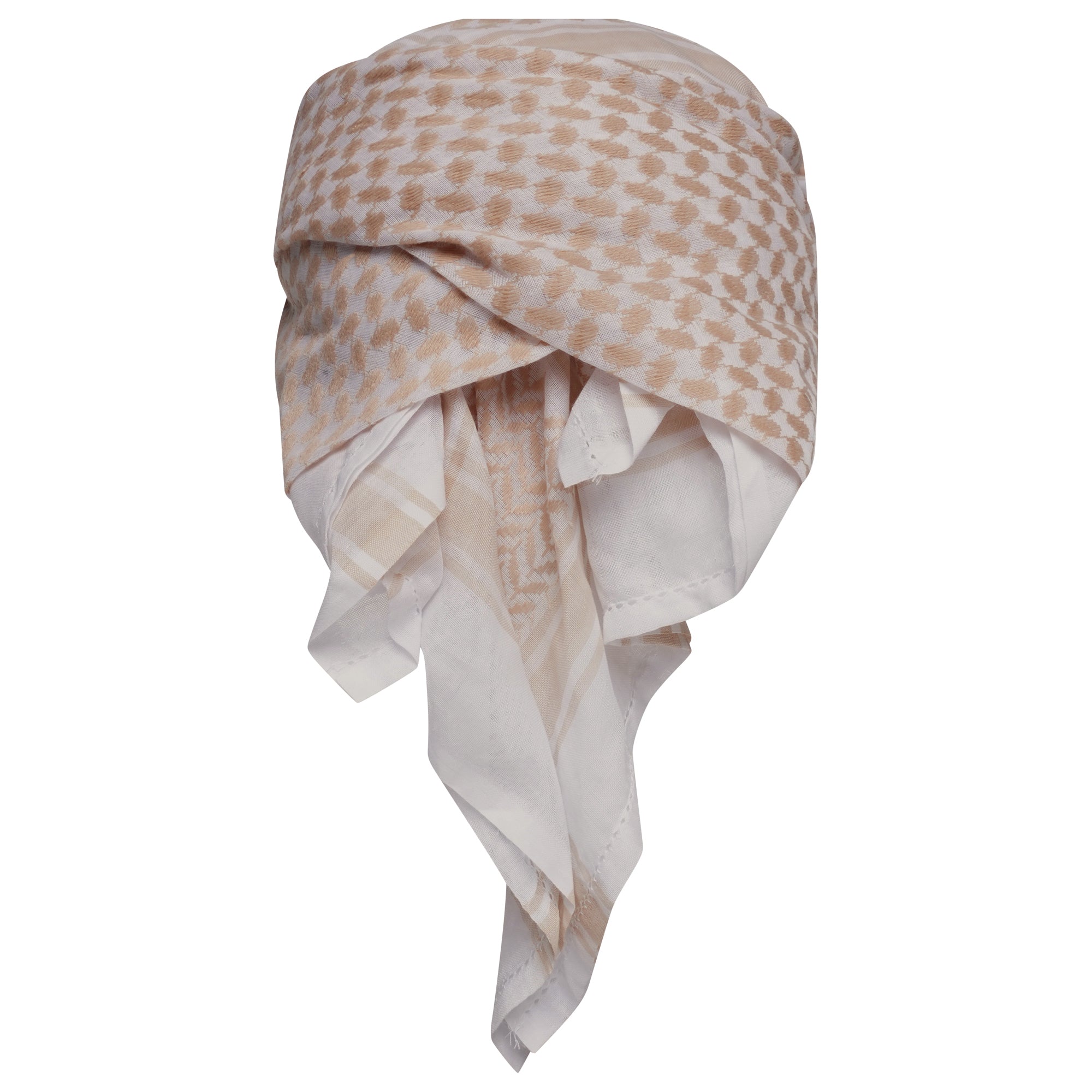 Mens Ready Made Palestinian Keffiyeh Beige Arab Hat Shemagh