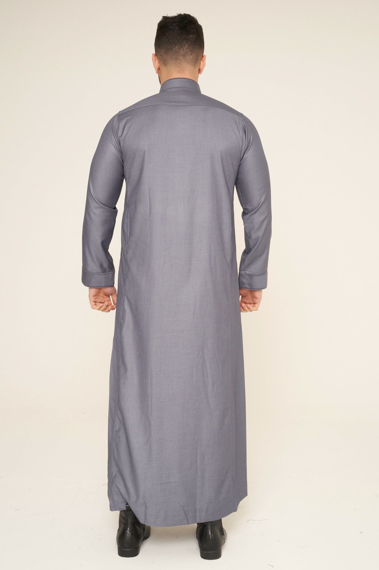 Grey Al-Aseel Embroidered Thobe