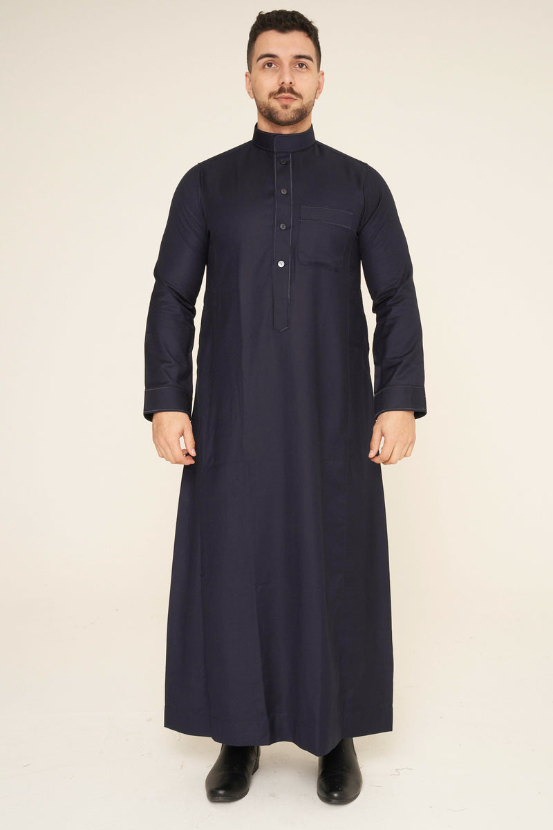 Navy Al-Aseel Embroidered Thobe