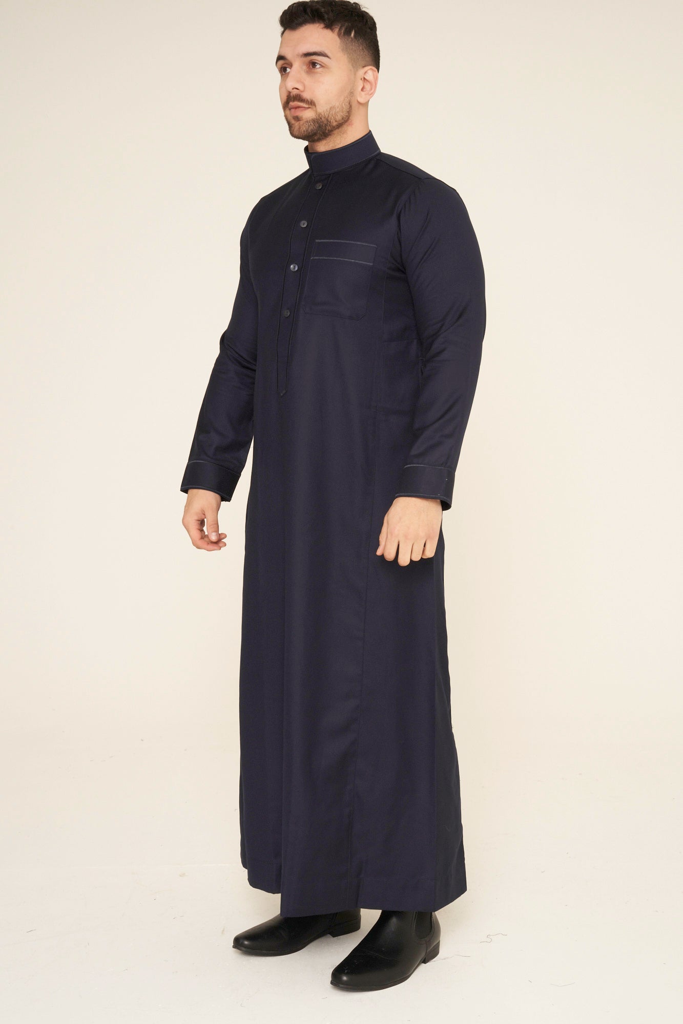 Navy Al-Aseel Embroidered Thobe