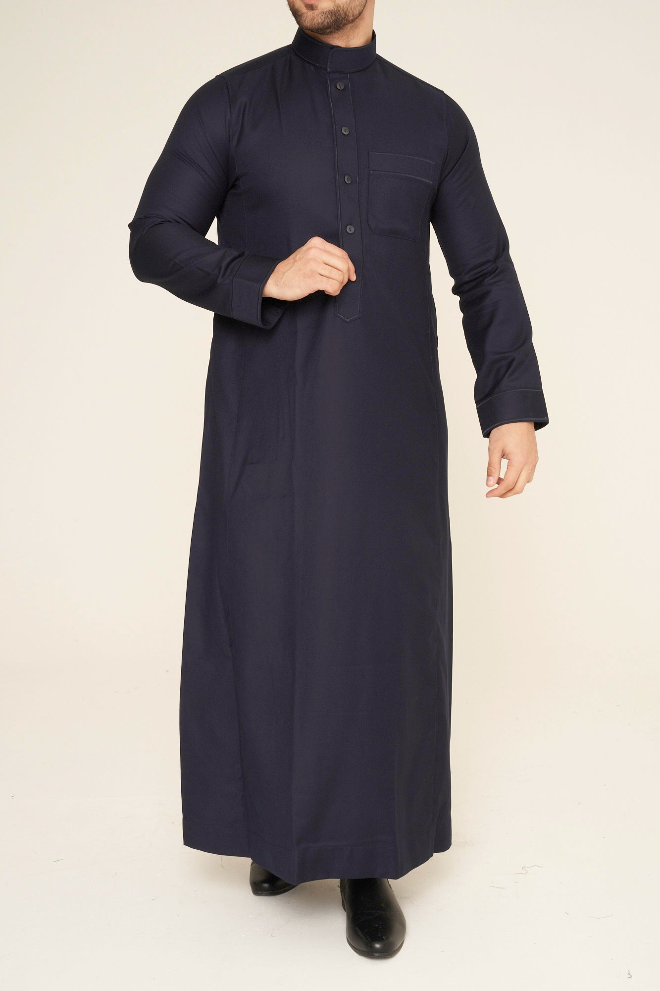 Navy Al-Aseel Embroidered Thobe