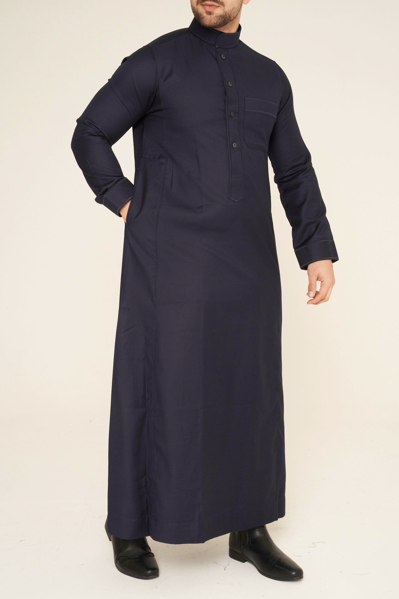 Navy Al-Aseel Embroidered Thobe