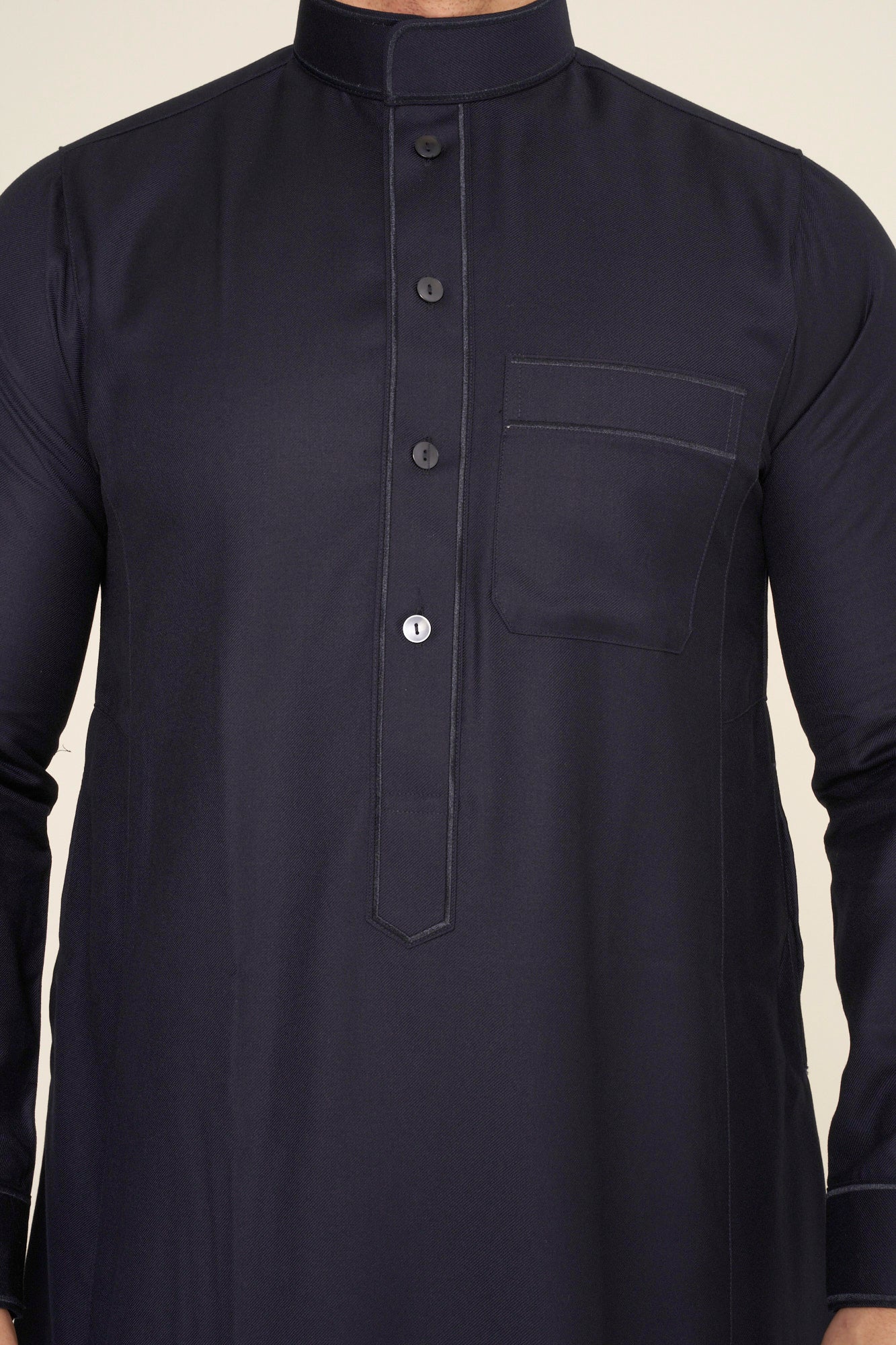 Navy Al-Aseel Embroidered Thobe